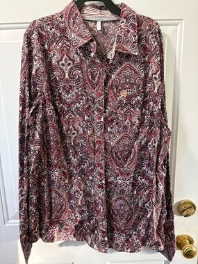 Cinch Women's Paisley Button-Down Shirt - Burgundy, White, Black